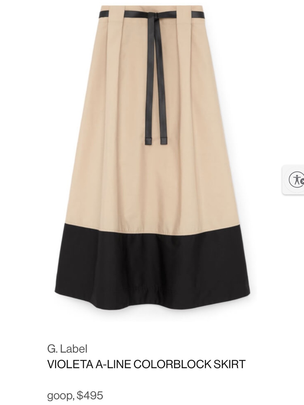 G. Label Violeta A-Line Colorblock Skirt in Khaki/Black